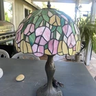 Rare Antique Tiffany style 19" Tall Table Desk Stained Glass Museum Lamp