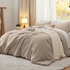 Bedsure Queen Size Comforter Set Khaki Soft Prewashed Bedding for All Seasons