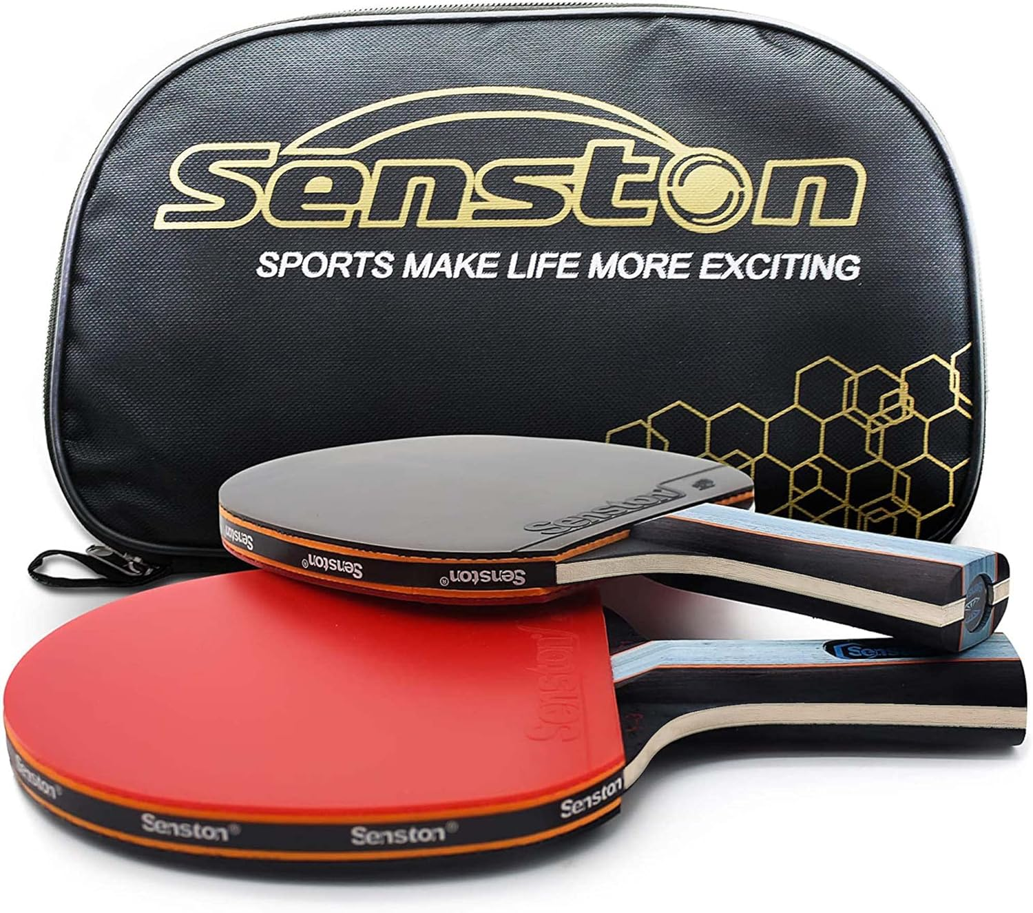 Professional Table Tennis Bats 2 Player Set with Ping Pong Racket Case, Perfect