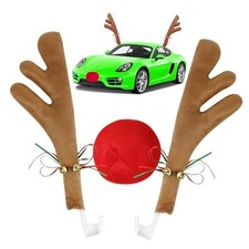 Christmas Car Decor: Car Reindeer Antlers and Nose for Car Windows Roof and