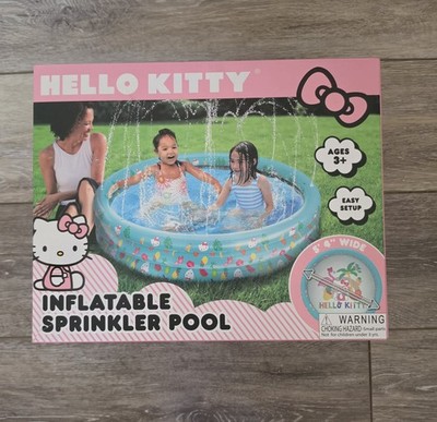 Hello Kitty Inflatable Sprinkler Pool 3-Ring 5'4'' Round 75 Gal Pink/Blue
