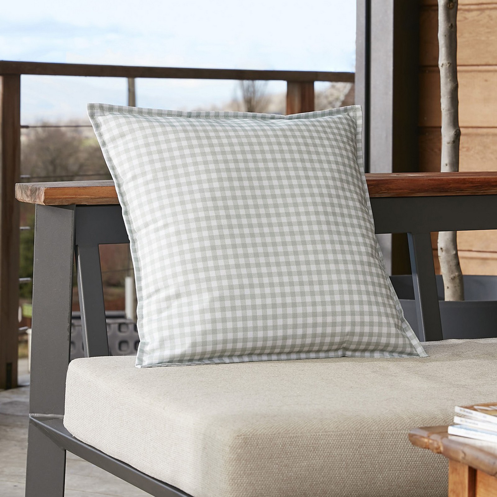 Housse de coussin extérieur 45x45 cm en polyester imperméable motif eucalyptus - 2