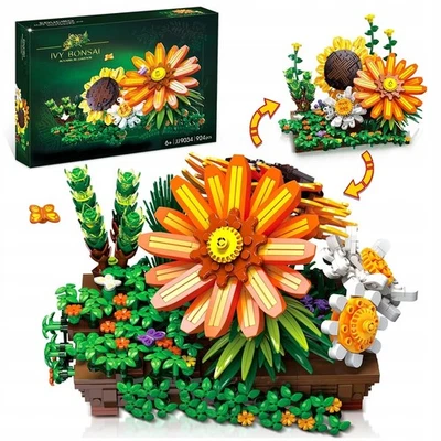 MARKENLOS Blumen Bausteine Set Blumenstrauß Sets Klemmbausteine Sonnenblume Blumenstrauß
