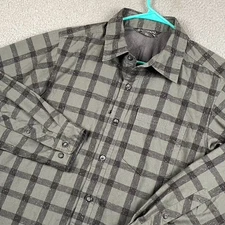 Exofficio Button Up Shirt Men's Medium Gray Plaid Outdoors Fishing Workwear