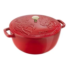 Staub La Cocotte 5.25 qt, Essential French Oven with Horse Lid, cherry