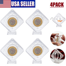4Pcs 3D Floating Coin Display Frame Stand Holder Case Box for Jewelry Challenge