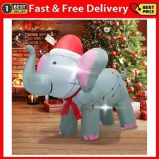 Christmas Inflatable Elephant 4.5Ft Festive Decoration Cute Design with Santa Ha
