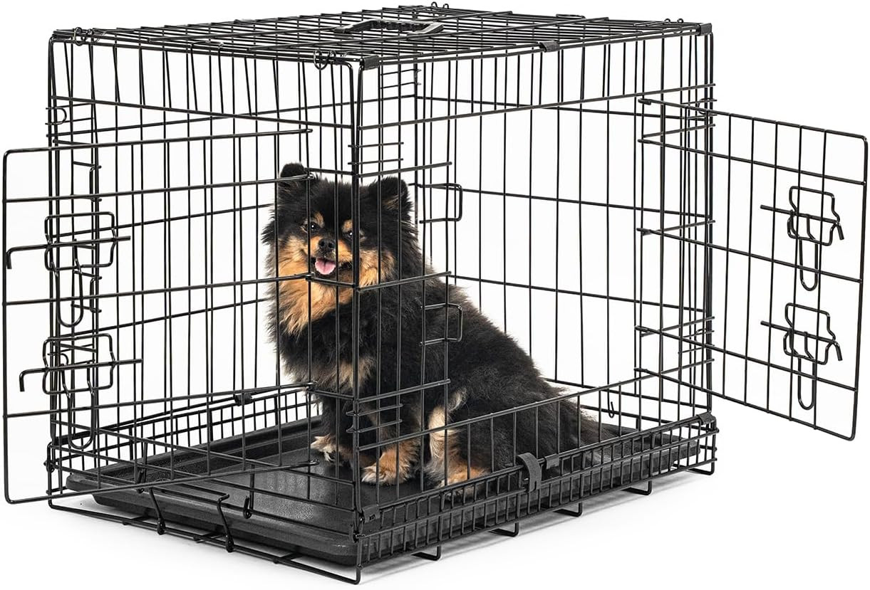 Gabbia Auto per Cani Pieghevole M 61cm Nero Trasportino da Viaggio