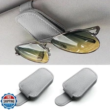 Yecitona Sunglass Holder for Car, Magnetic Leather Sunglasses Clip for Car Vi