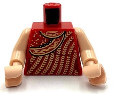 Lego New Minifigure Red Torso Female Dress w/ Gold Sequins Open Back Part