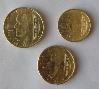 Satz mit 3 Münzen 10 20 & 50 cent / Frankreich 2024