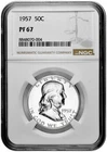 1957 50C Proof Silver Franklin Half Dollar NGC Graded PF 67 in New Holder White