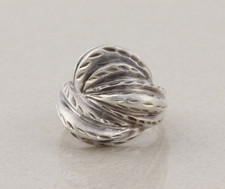 Sterling Silver Textured Ribbed Dome Ring Size 8