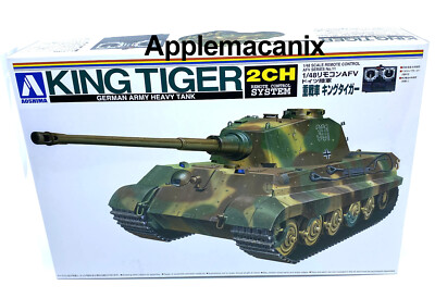 Aoshima King Tiger 1/48 Scale Tank Model with 2Ch RC Wired Remote Control
