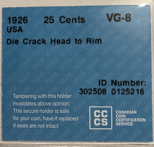 1926 Standing Liberty 25 Cent Quarter Silver Coin VG-8 spear Head  Mint Error - Image 4 of 4