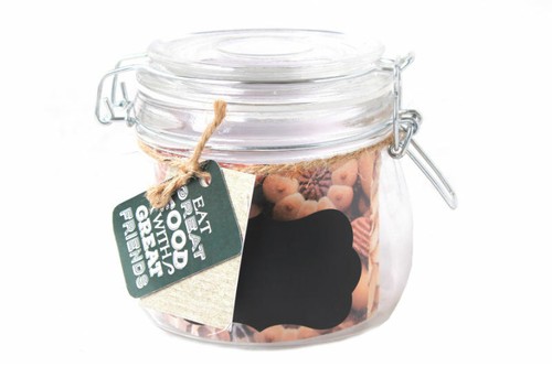 Pair of Small Glass Clip Top storage Jars with Chalkboard Label H 10 cm - Picture 2 of 2
