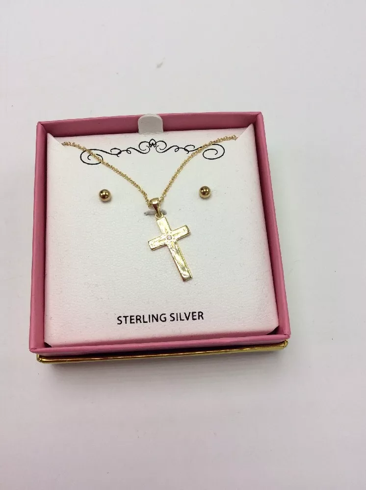 100 Children Jewelry Macy Gold Plated Sterling Cross Necklace