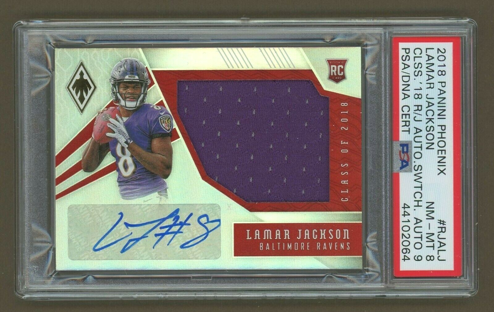 Lamar Jackson Panini Phoenix Class of 2018 Rps Rookie Jumbo Auto Swatch #RJALJ Base