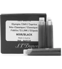 S.T. Dupont Ink Cartridges in Black - Pack of 6 - NEW - 40110