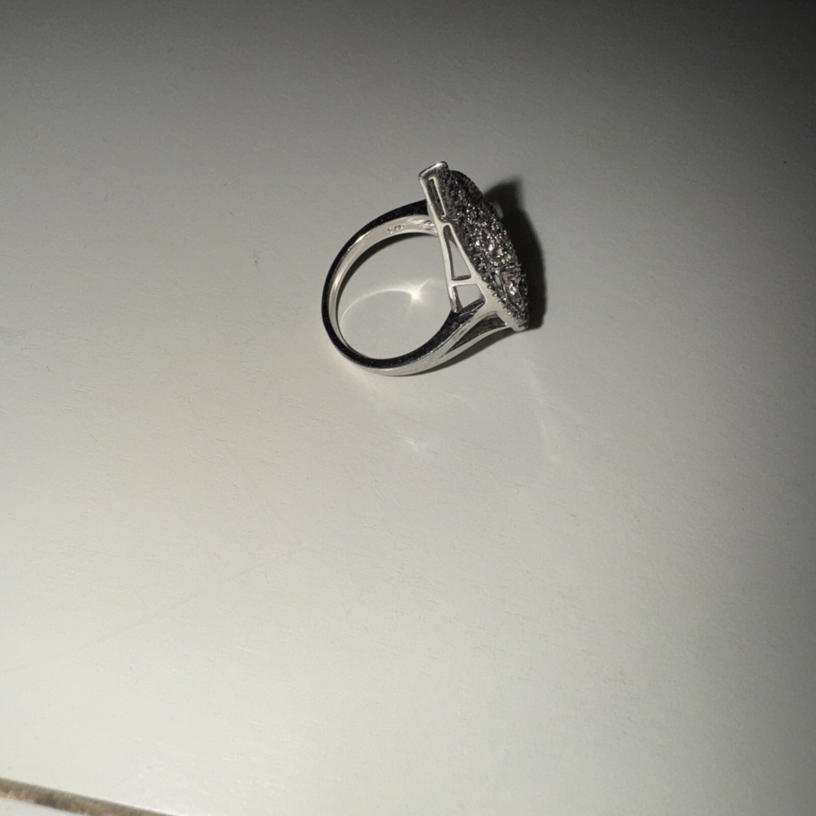 Solid Sterling Silver CZ Crown Teardrop Knuckle R… - image 4