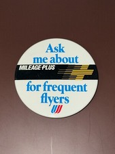 Vintage United Airlines Button Ask Me About Mileage Plus For Frequent Flyers