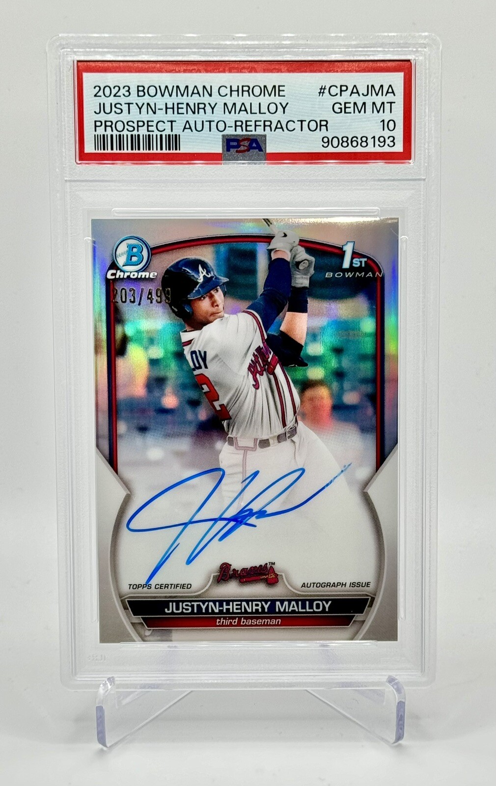 PSA 10 Justyn Henry-Malloy 2023 Bowman Chrome 1st Auto RC Refractor /499 #CPAJMA