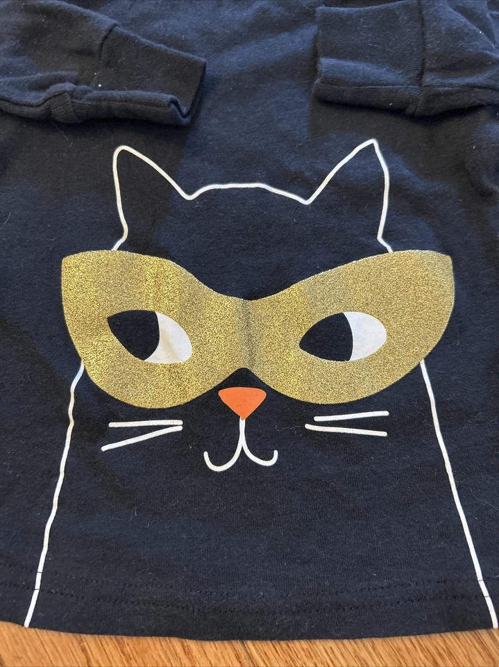 Camiseta Carter's Cat Face/Holiday Manga Larga Negra Talla 24 Meses Halloween Foto 2 de 4