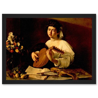 Gemälde Portrait Studie Caravaggio Lautenspieler gerahmt A3 Wandbild Kunstdruck