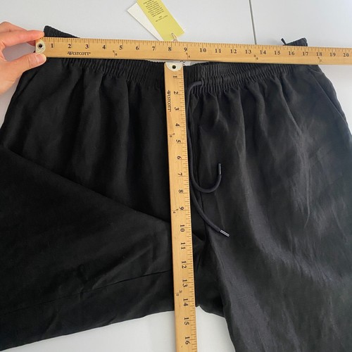 Aritzia Wilfred Thesis Pant Size XL Black Wide Leg Drawstring Lyocell Linen - Picture 10 of 12