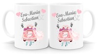 Hochzeit Geschenk Personalisierte Fototasse 2 Tassen Partnertasse Brautpaar NEU