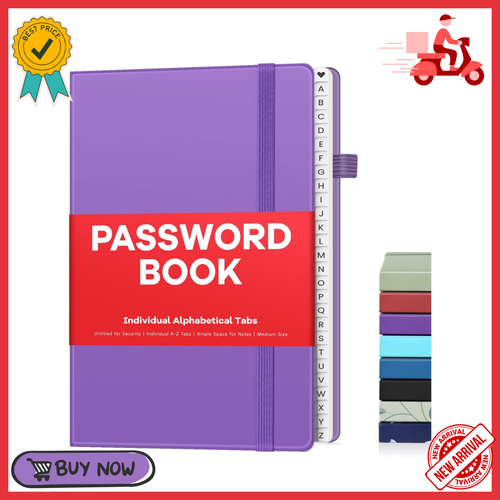 Password Book with Alphabetical tabs, Hardcover Internet Address & Pas...