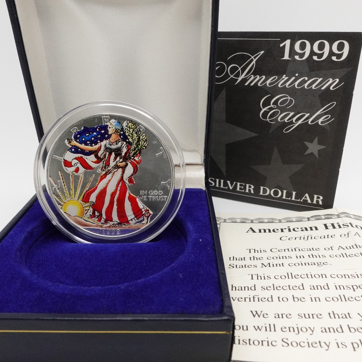 バイオハザード 20周年記念 キャンバスアートシリアルナンバー付き　額付き 1999 American Eagle Colorized Silver $1 Dollar Coin - OGP & COA