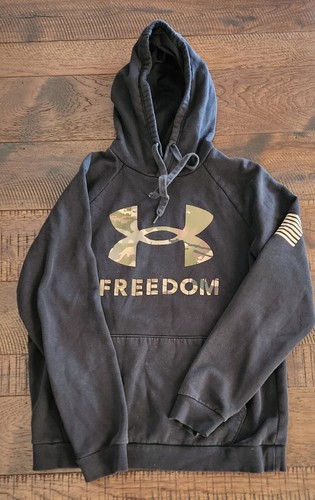 Herren Under Armour Hoodie Medium schwarz Freedom Camo Logo Pullover Fleece locker