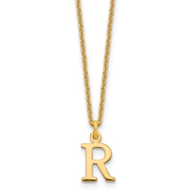 10k Gelbgold Cutout Buchstabe R Initiale Halskette 18'' Geschenk für Mutter