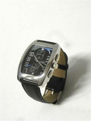 ARMBANDUHR Y2K DESIGN ECHT LEDERARMBAND SCHWARZ HERREN