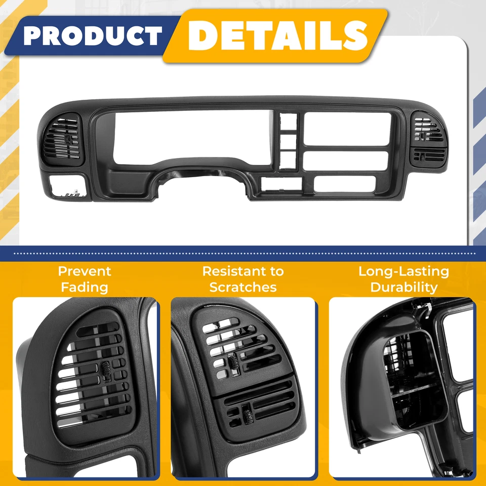 Black Dash Bezel Double Din Fit For Chevy GMC Trucks / SUVs 1995-2002 Dashboard Foto 4 de 4