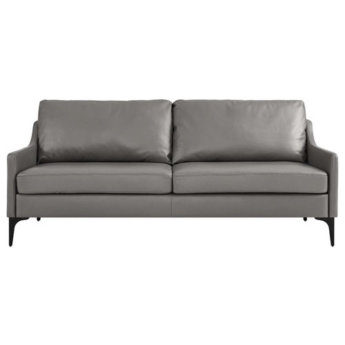 74.5" Wide Mid-Century Sofa Supple Genuine Leather Tan, Gray, Brown Ships FedEx! - Picture 27 of 37