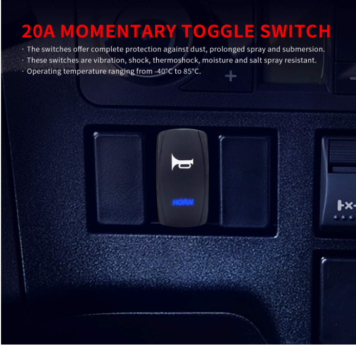 DaierTek 12V Waterproof Horn Rocker Switch, Blue LED for ATV, UTV, Boat, Marine