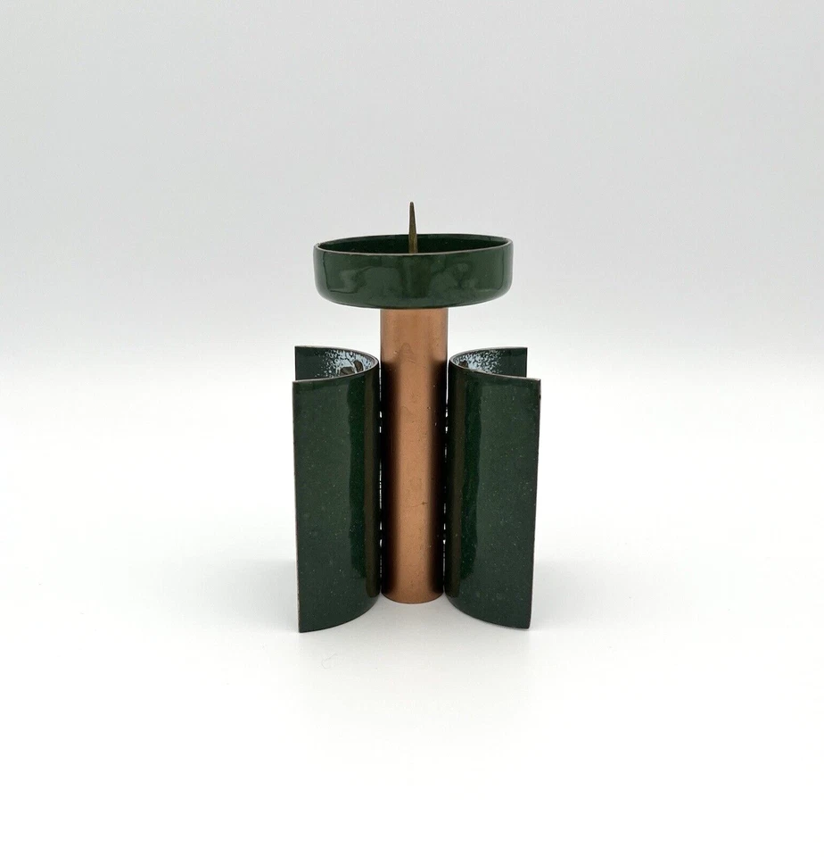 Vintage Kerzenleuchter Mid Century Modernist Kupfer Emaille Halter Ständer #2537 - Bild 4 von 4