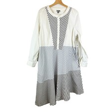 NWT Chelsea28 White Striped Asymmetrical Shirt Dress 18