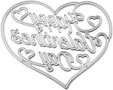 Silver Heart Happy Valentines Day Metal Cutting Dies Stencil Scrapbooking DIY...