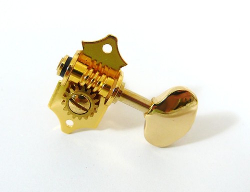 Acoustic guitar open geared machine head, gold plated, metal button 6ps 326G-D06 - Picture 3 of 5