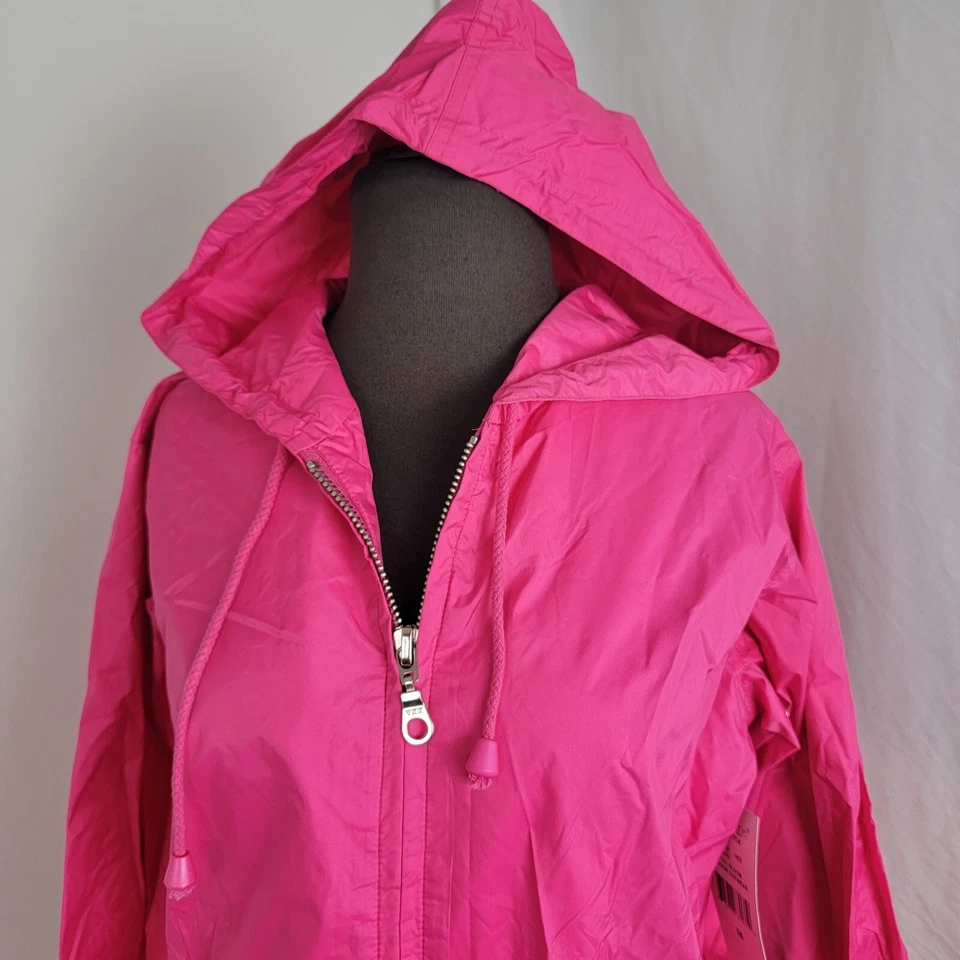 Chaqueta cortavientos Karen Kane para mujer rosa con cremallera NUEVA capucha mediana Foto 2 de 4