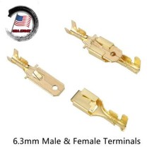 6.3mm Non-Insulated Spade Quick Splice Crimp Female Male Wire Connector 50-200X