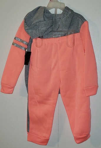 Diva 2pc Outfit Gray w/Salmon Arms Pockets Hooded Zipper Jacket 'One of a Kind' - Picture 4 of 4