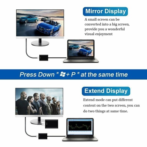 USB 3.0 to HDMI Adapter HD Konverter 1080p für PC HDTV TV Laptop Schwarz DHL - Bild 9 von 11