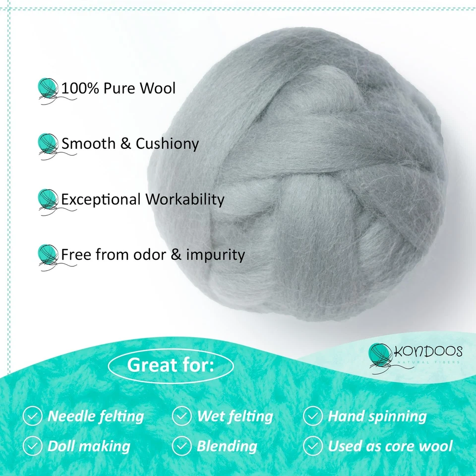 Natural Wool roving, 2 OZ. Best Wool for Needle Felting and Wet Felting, hand... - Image 3 of 4