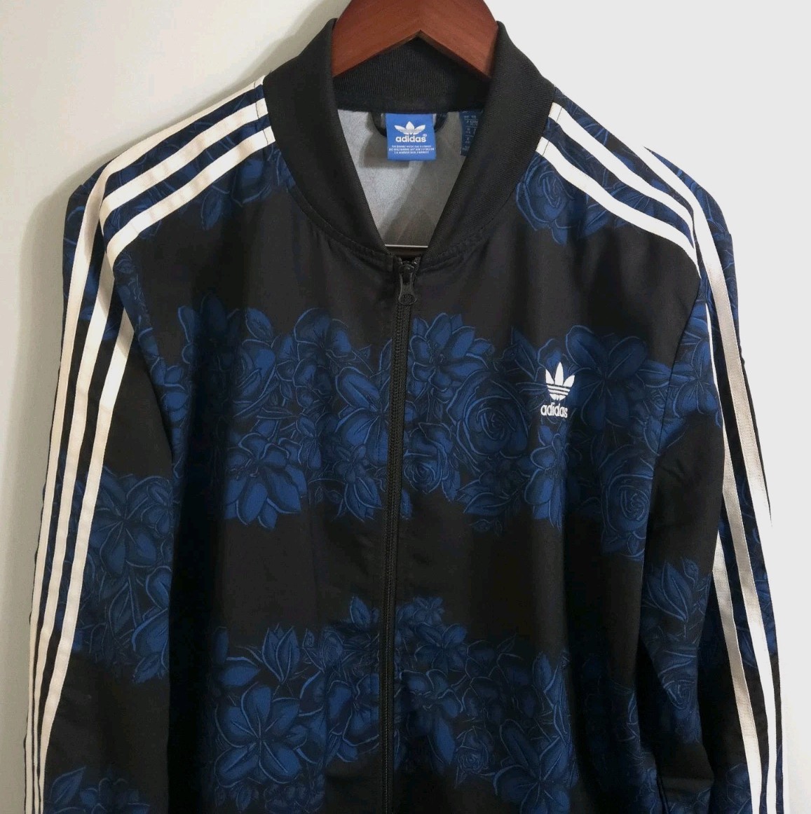 Adidas Originals Black Blue Floral Rose Track Jacket Firebird Farm