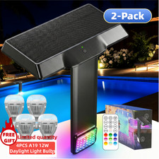 2-Pack Solar Pool Lights Inground Above Ground RGB Waterproof W/Remote SANSI