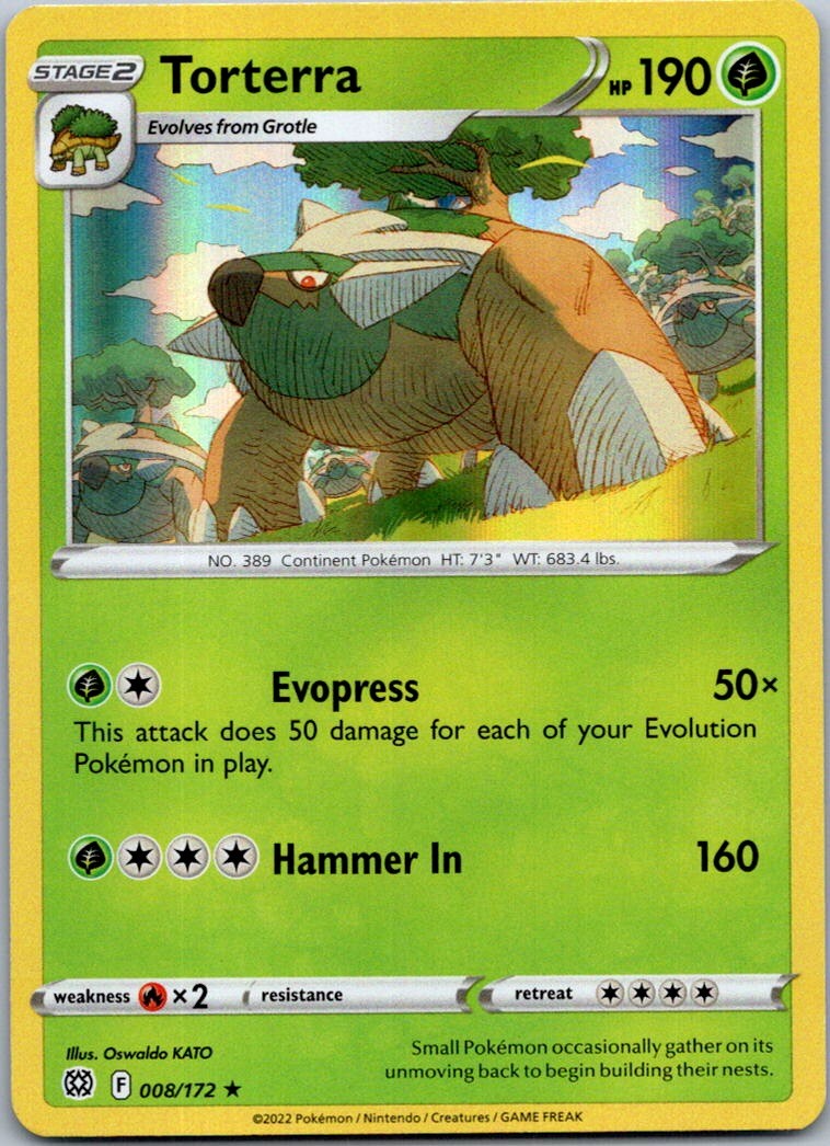 Pokemon Torterra Holo Rare SWSH09: Brilliant Stars 008/172 NM
